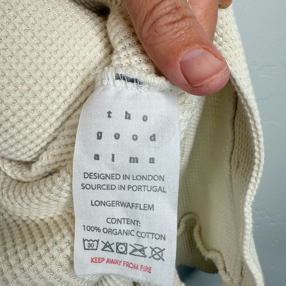 The Good Alma Long Waffle Cardigan Organic Cotton Hood Lounge Boho Cozy Cream M - Picture 4 of 8